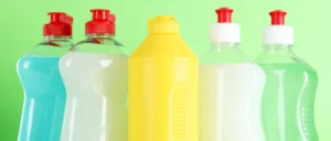 Bottles of dishwashing liquid