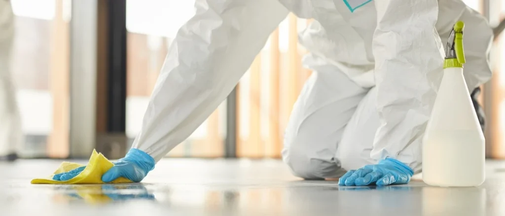 A person wiping the floor